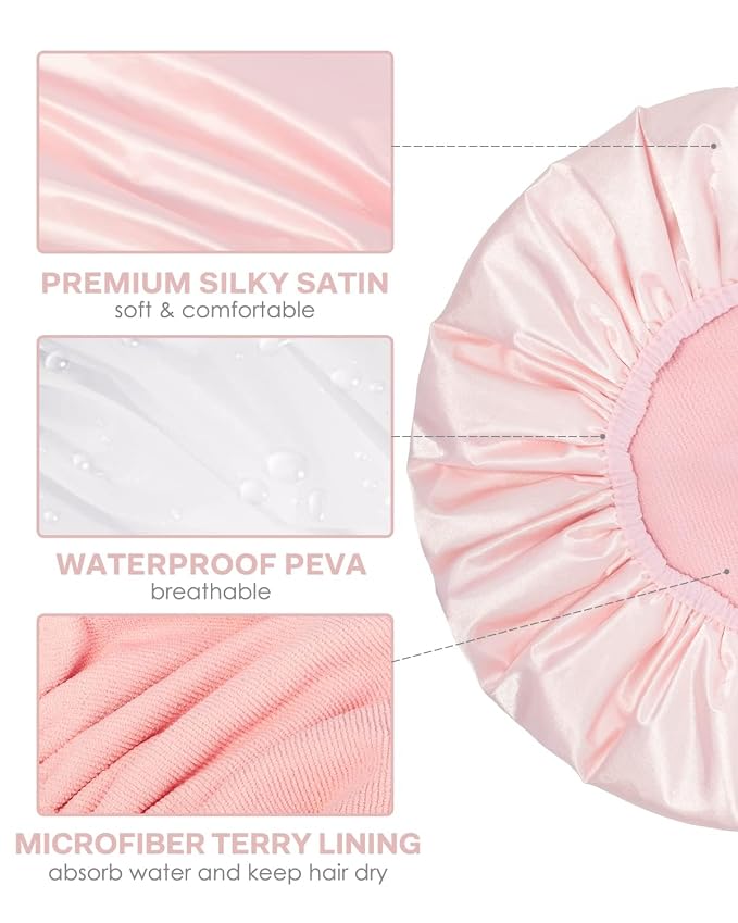 Aquior Shower Cap, Triple Layer Shower Cap - Image 3