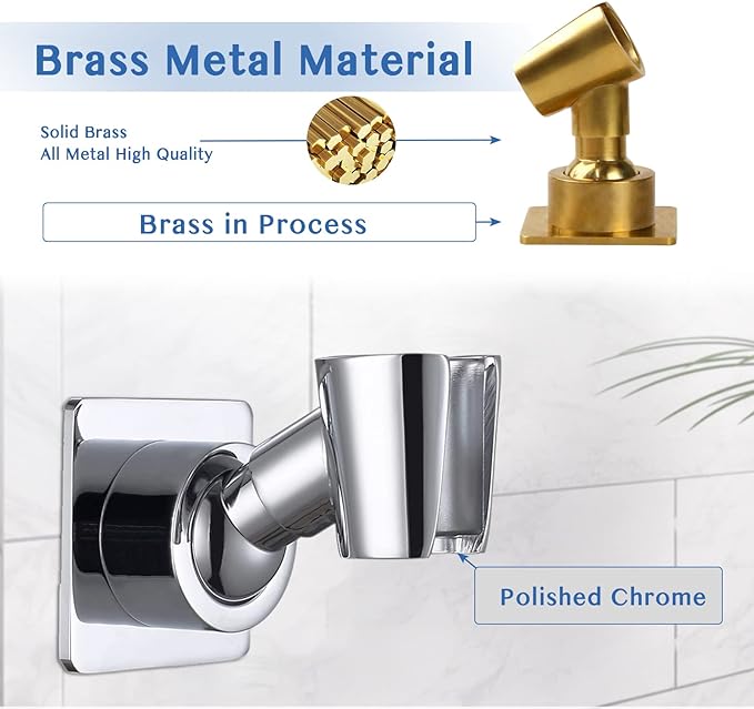 YDmeet Shower Head Holder, Adjustable Handheld Brass Shower Head Bracket - Image 2
