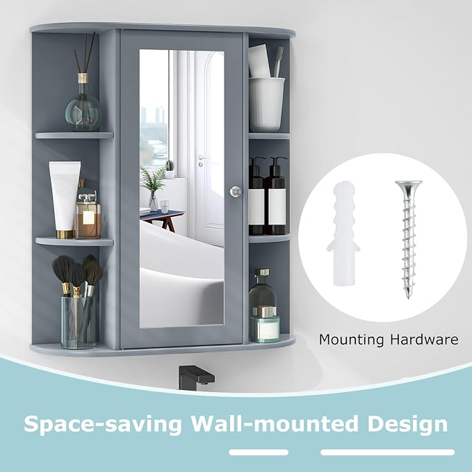 COSTWAY Wall Mounted Bathroom Cabinet - Image 7