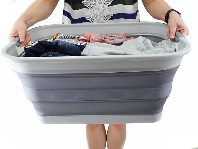 SAMMART 42L Collapsible Plastic Laundry Basket-Foldable Pop Up Storage - Image 7