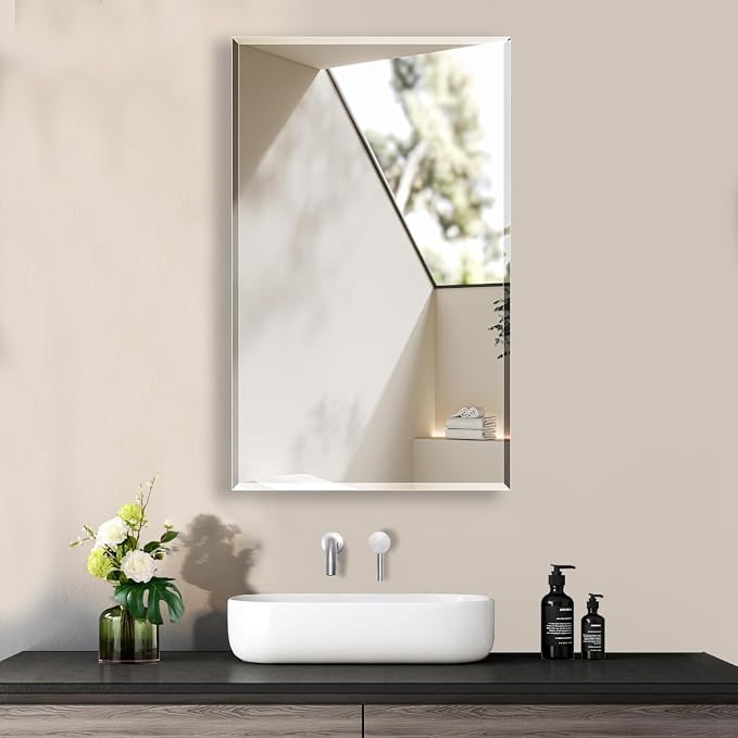 Bathroom Medicine Cabinet with 28x28 in Square Beveled Frameless Mirror - Image 7