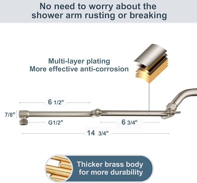 BRIGHT SHOWERS Brass Shower Arm Extender - Image 2