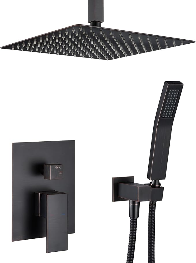 Shower System 12 Inches Rain Shower Combo Set Oil Rubbed Bronze Ceiling Mount by ArtiquaSanitaryWare