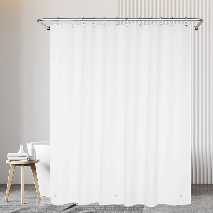 White Shower Curtain Liner 72 x 72 inch Plastic Shower Liner Washable Inside by De-Mediocre