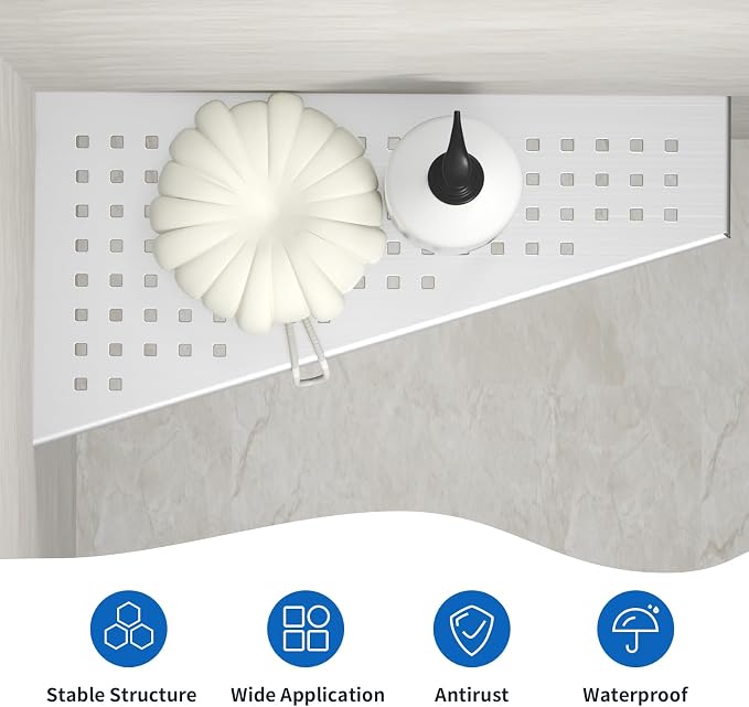 Corner Shower Shelf 2PCS, Trapezoid Shaped Bathroom Shelves 12'' - Image 3