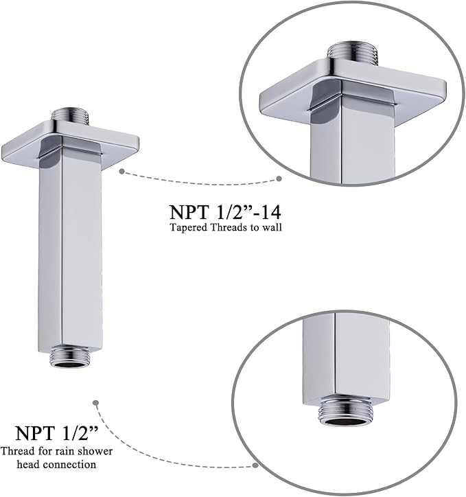 4 Inch Shower Arm with Flange, Ceiling Mounted Shower Head Extension Arm - Image 3