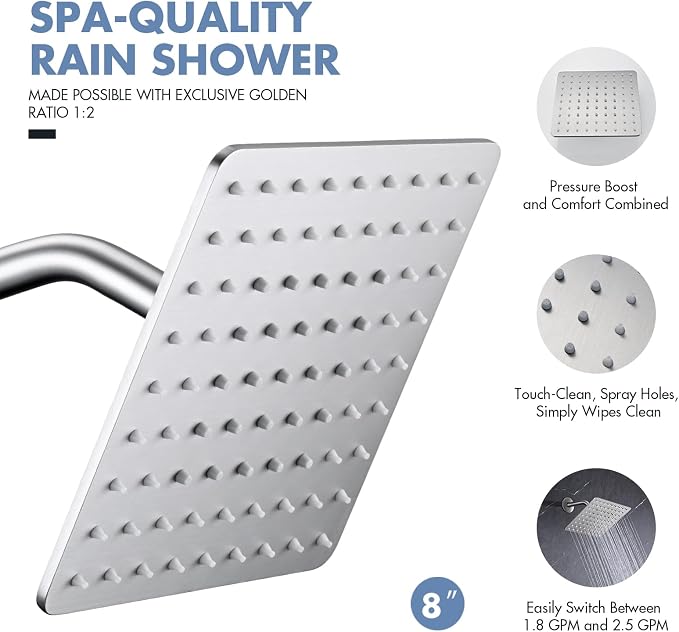 Rainfall Shower Head, MEDIOMI Rain Shower Head Set - Image 4