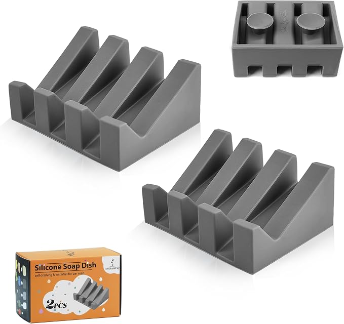 Silicone Soap Dish with Drain, Upgrade Double Suction Cups at The Bottom by AIXIAOYA