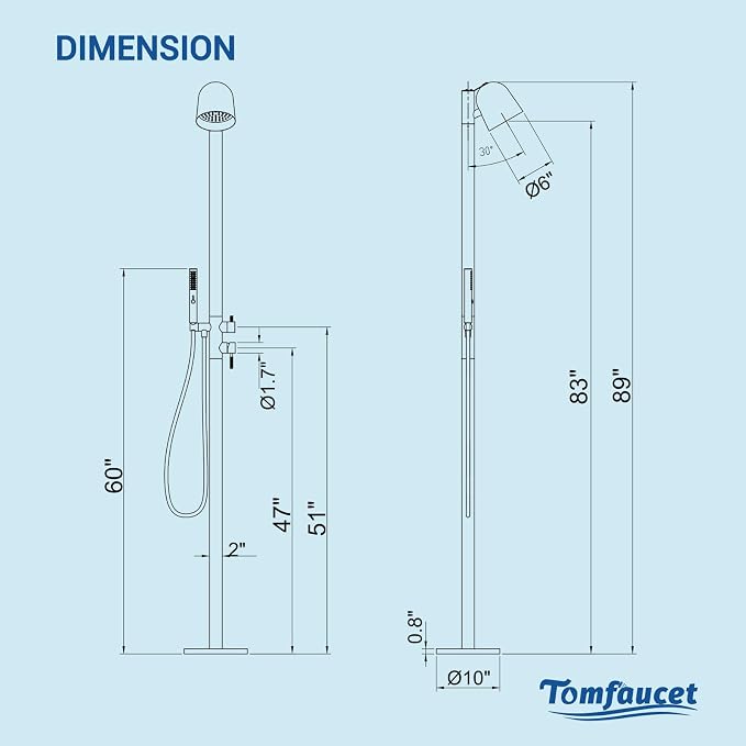 Freestanding Outdoor Shower Faucet Set, Outdoor Shower Kit - Image 6