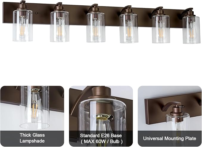 6-Light Bathroom Light Fixtures Modern ORB Vanity Lights - Image 4