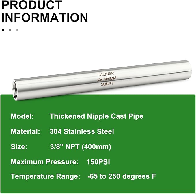 TAISHER 1PCS Stainless Steel Pipe Fittings, 3/8" NPT Female x 3/8" NPT Female - Image 5