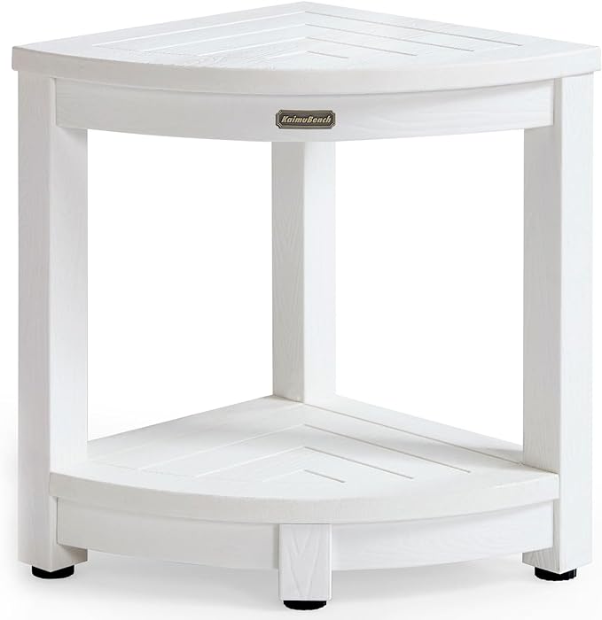 Corner Shower Stool for Inside Shower Waterproof, Poly Lumber Bathroom Shower by KaimuBench
