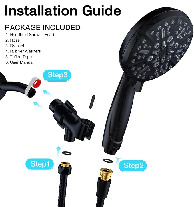 Matt Black Shower Head with Handheld Spray High Pressure-Multifunction Strong - Image 4