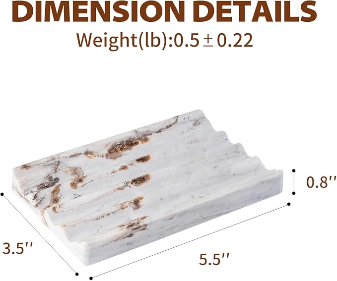 Soap Holder, Marble Soap Dish for Shower, Bar Soaps Holder - Image 4