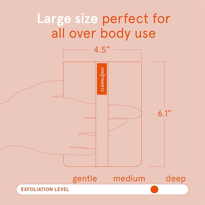 Cleanlogic Bath and Body Exfoliating Body Scrubber, Large Exfoliator Tool - Image 4
