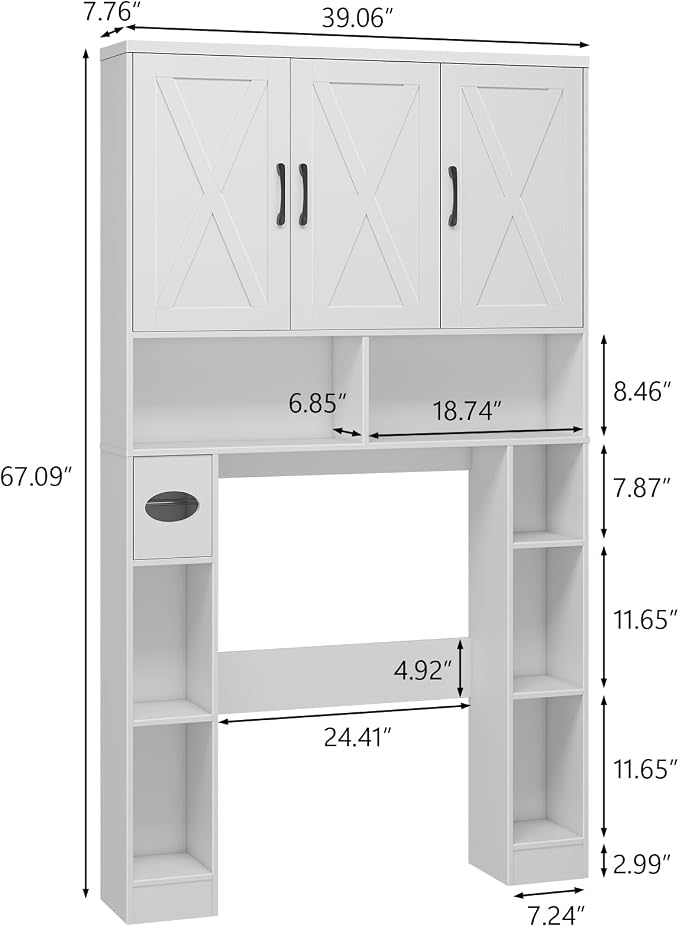 Over The Toilet Storage Cabinet, Farmhouse Toilet Cabinet Rack - Image 2