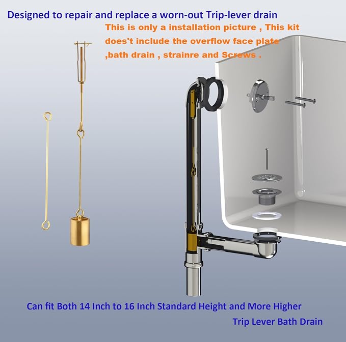 Tub Drain Linkage Assembly, Solid Brass, Fit - Image 6