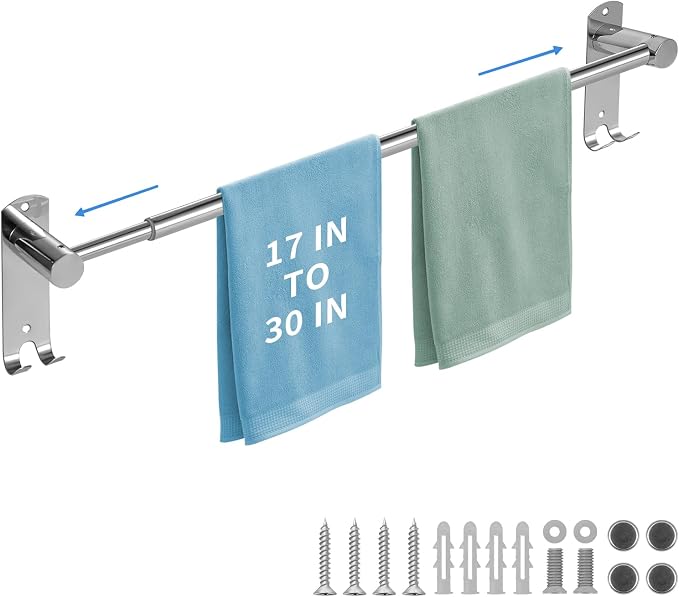 Bathroom Towel Rack, 28In Adjustable Bathroom Towel Bar, Stainless Steel Towel by zmnklry