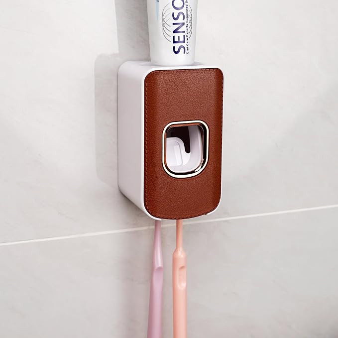 2 Slot Plastic Toothbrush Holder and Toothpaste Dispenser Wall Mounted - Image 7
