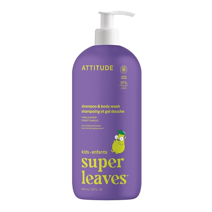 ATTITUDE Shampoo and Body Wash for Kids, EWG Verified Hair and Body Cleanser by ATTITUDE