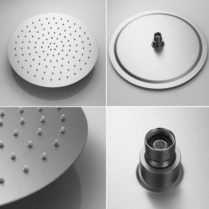 Brushed Nickel Shower System 3-Function Ceiling Shower Faucet Set - Image 9
