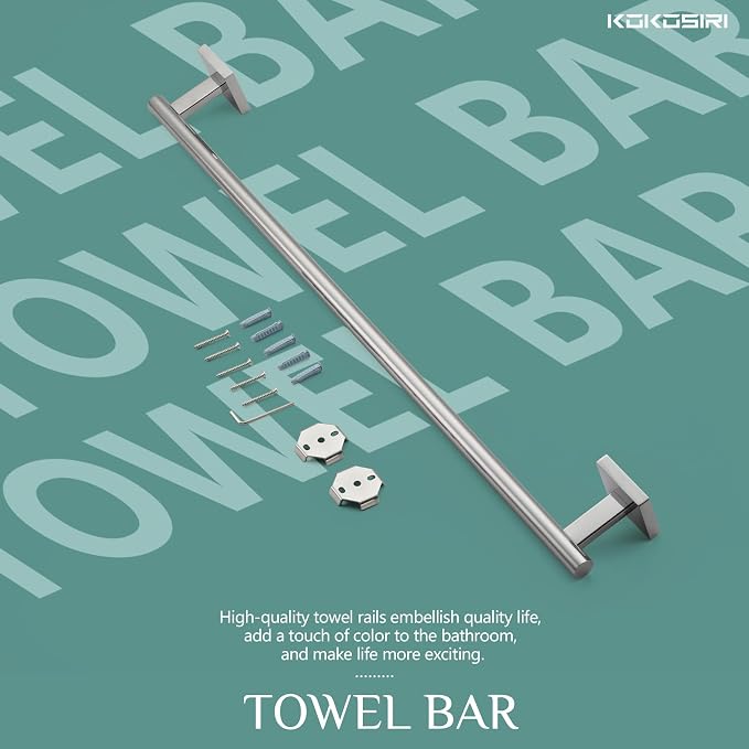 KOKOSIRI Bath Towel Bar Bathroom Towel Holder - Image 9