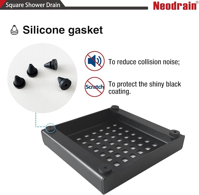 Neodrain 4-Inch Square Shower Drain - Image 8