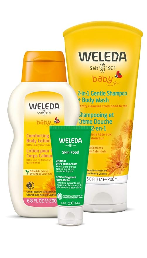 Weleda Baby Calendula 2-in-1 Shampoo, Body Wash, Comforting Lotion & Skin Food by Weleda
