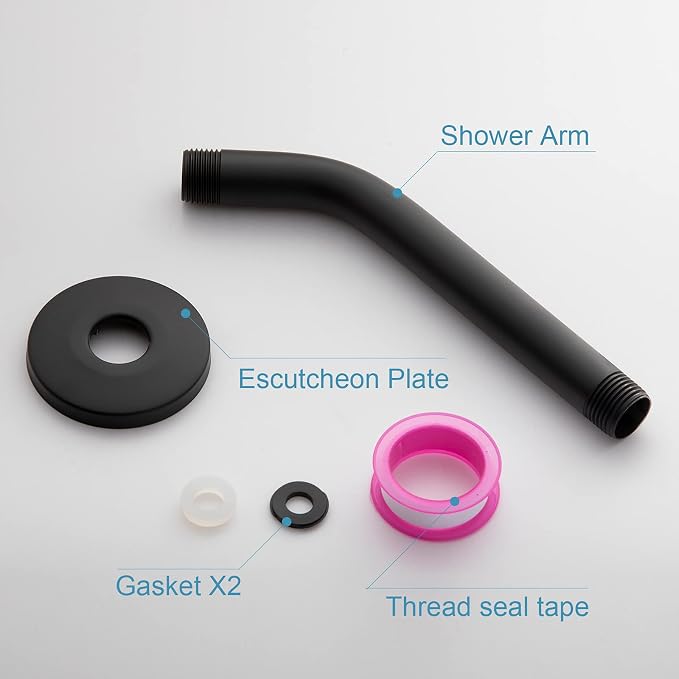 OFFO Shower Arm with Flange, 6 in Wall Mount Replacement Angle Shower Head Arm - Image 6