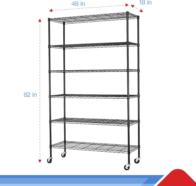 6 Tier Adjustable Metal Shelf Wire Shelving Unit Storage - Image 3