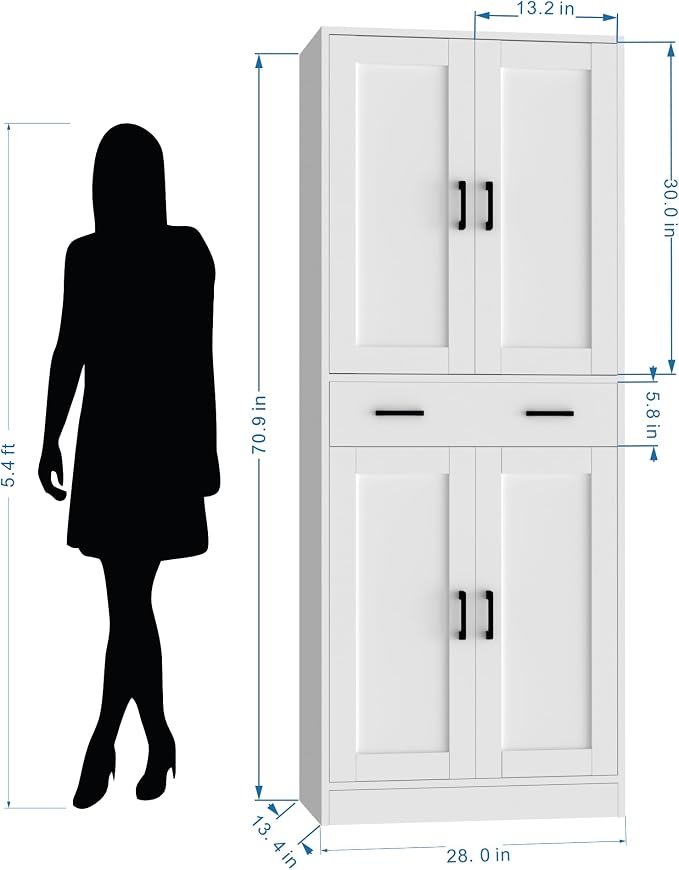 71" Tall Kitchen Pantry Cabinet, Freestanding Storage Cabinet - Image 2