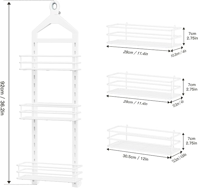 Orimade Adjustable Anti-slip Shower Caddy over Head, Rustproof Bathroom Hanging - Image 8