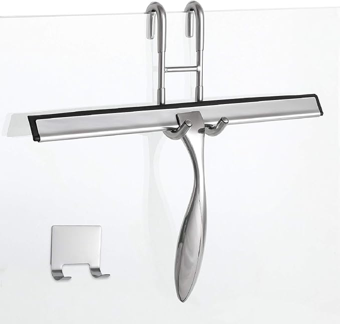 Simtive 12-Inch Shower Squeegee Set, Includes Shower Door Hook and Adhesive Hook by Simtive
