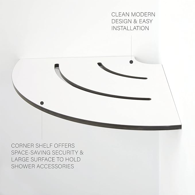 Seachrome Contour Corner Shower Shelf, 18-Inch Radius, Solid White Phenolic - Image 4
