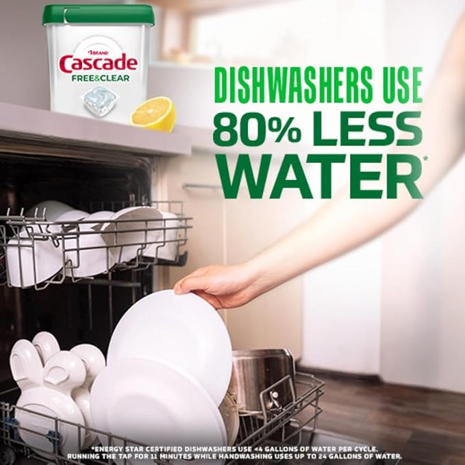 Cascade Free & Clear Dishwasher Pods, Dishwasher Detergent, Dish Detergent Soap - Image 8