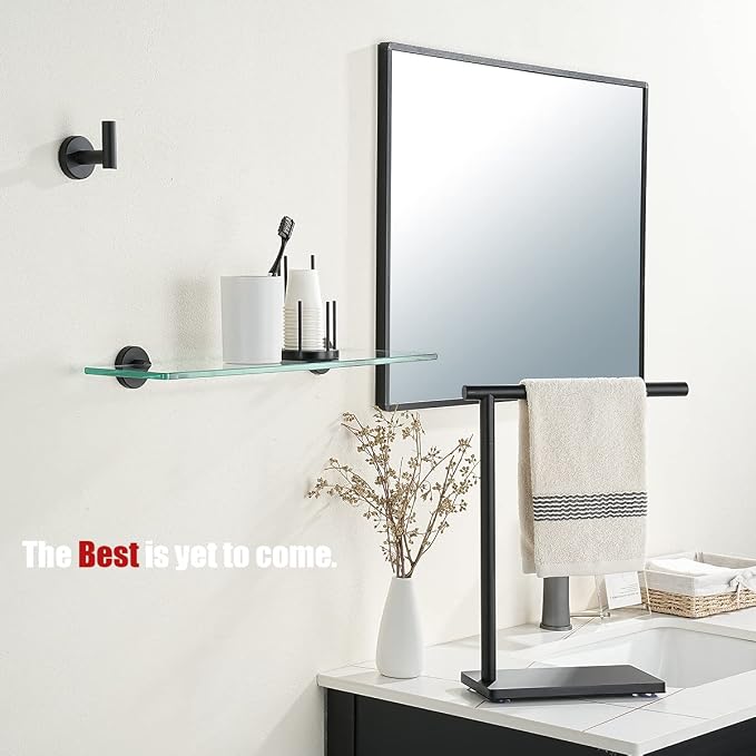JQK Bathroom Glass Shelf Black, Tempered Glass Shower Storage 20 by 5 inches - Image 4