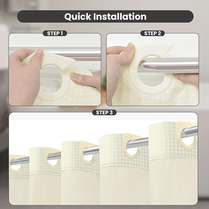 Inhousolu Long No Hook Shower Curtain - Image 3