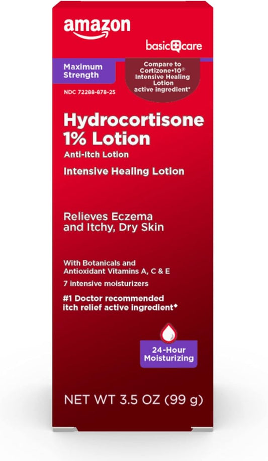 Amazon Basic Care Maximum Strength 1% Hydrocortisone Anti-Itch Lotion by AmazonBasicCare