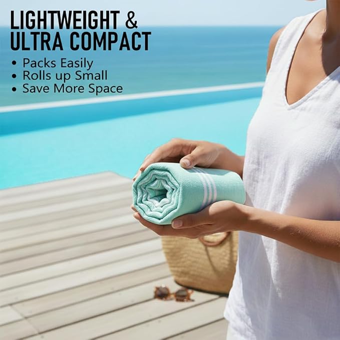 4 Pack Cotton Turkish Beach Towel Lightweight Thin Travel Vacation Essentials - Image 4