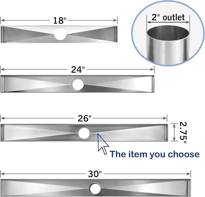 Linear Shower Drain 26", Brushed Floor Drain - Image 8
