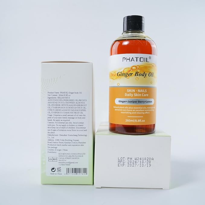 PHATOIL Ginger Oil for Body Massage, Gua Sha, Lymphatic Drainage, 260ML Large - Image 7