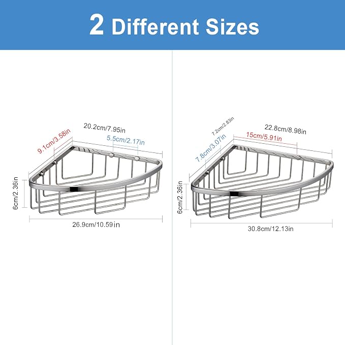 Corner Shower Caddy Organizer, SUS304 Stainless Steel Heavy Duty Rust-Proof - Image 3