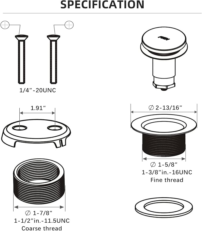 All Metal Tip-Toe Bathtub Drain Kit - Image 6
