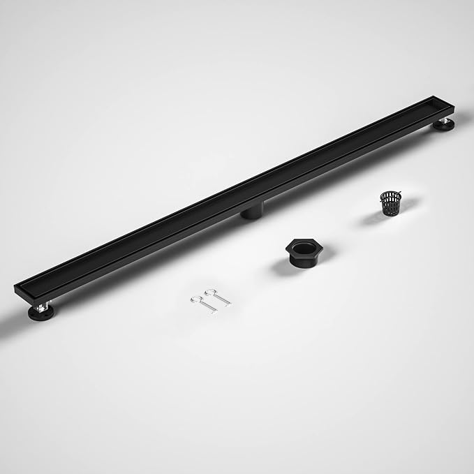 Linear Shower Drain 48", Matte Black Floor Drain by Bernkot