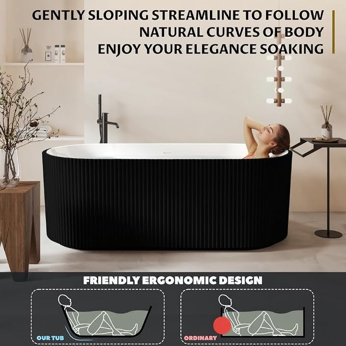 67" Freestanding Bathtub, Deep Soaking Tub - Image 4