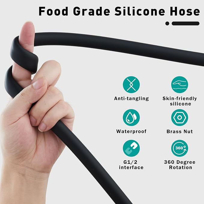 Shower Hose 79 inches Ultra-Soft Silicone Shower Hose Replacement, HandHeld - Image 3