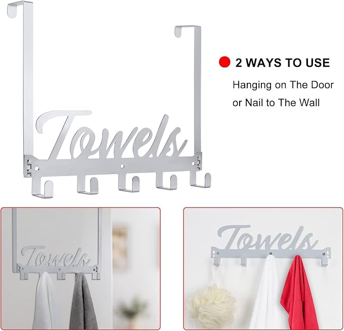 Over The Door Hooks, Towel Hook Towel Holder Over Door Towel Hanger Door Hanger - Image 4
