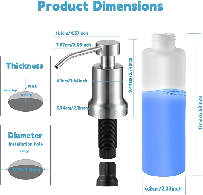 Foaming Soap Dispenser for Kitchen Sink, Kitchen Bathroom Soap Dispenser Pump - Image 2