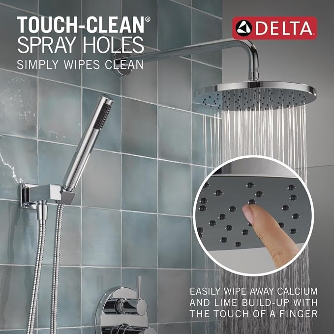 Delta Modern 14 Series Round Rain Shower System Faucet Set, Rainfall Chrome - Image 5
