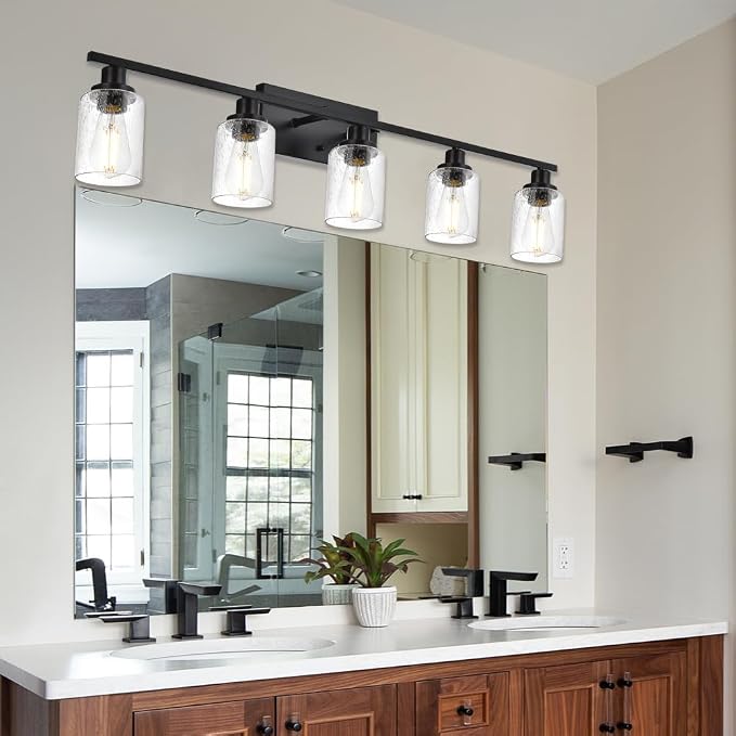 40 Inches Length Black Bathroom Lighting Fixtures, 5-Light Modern Industrial - Image 2